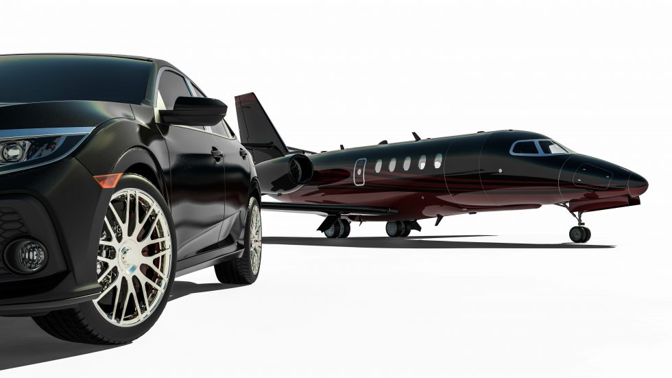 rich lifestyle transportation vehicles / 3D render image representing rich lifestyle transportation vehicles